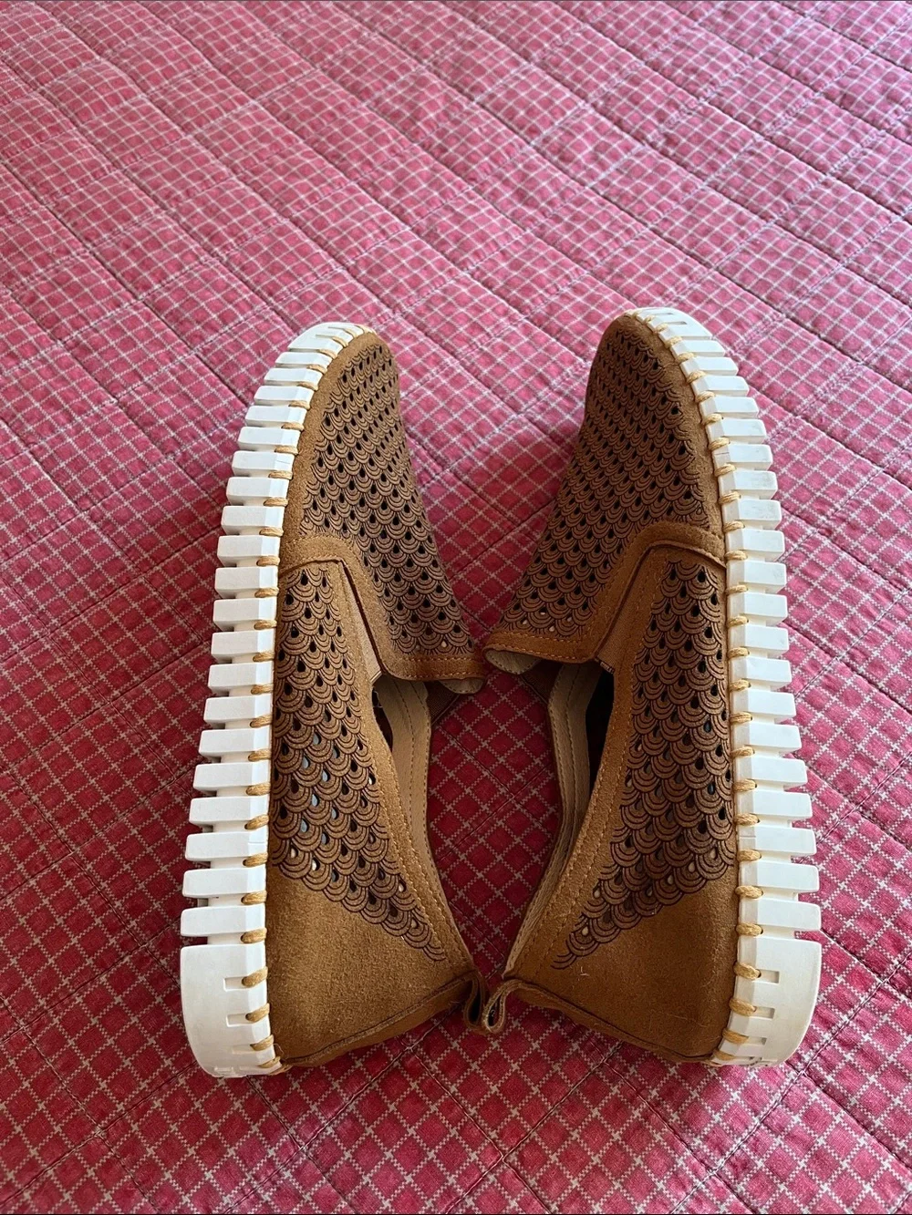 Men's Breathable Perforated Slip-On Loafers in Brown